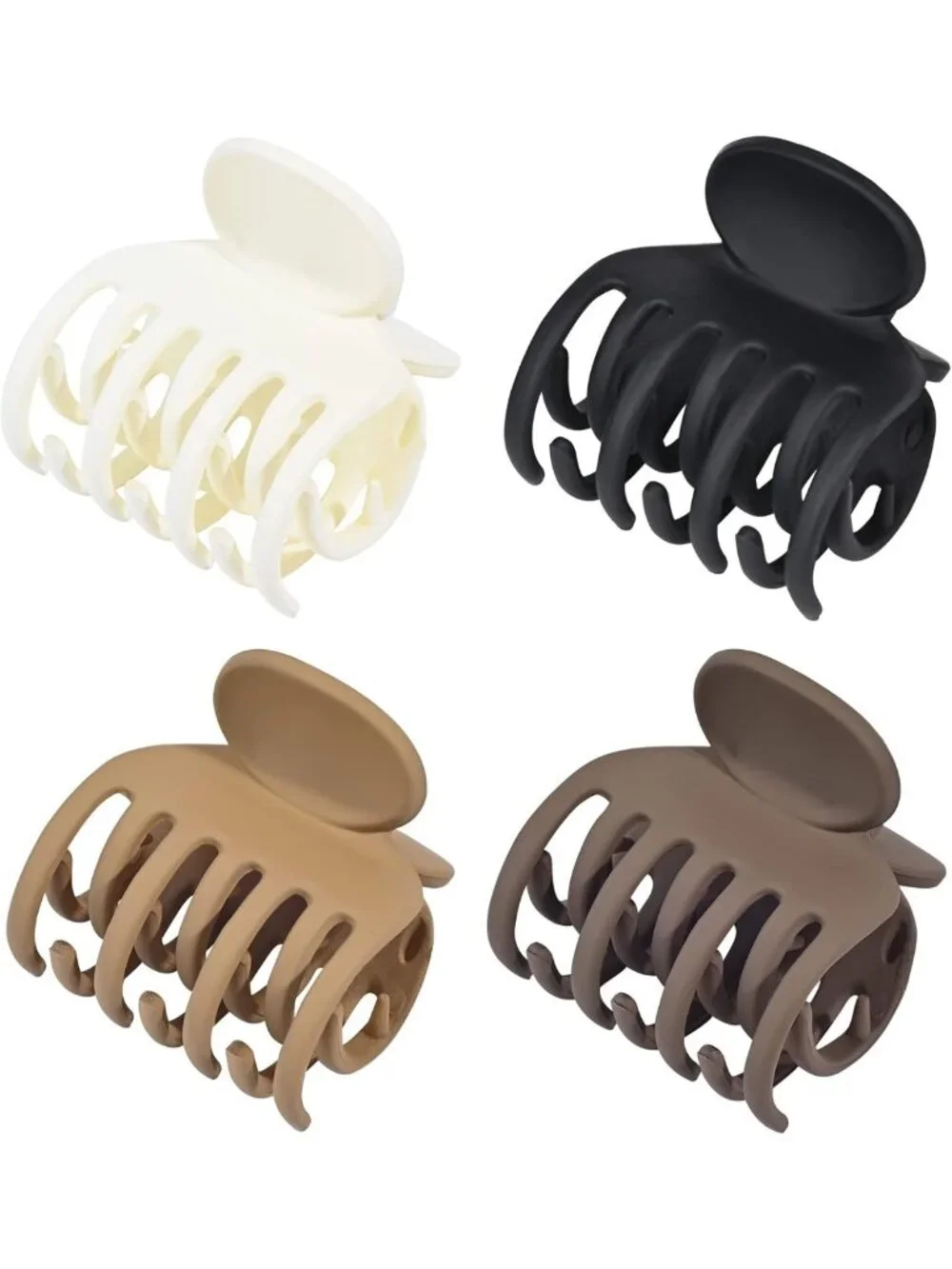 Double Row Teeth Claw Clips for Thin Hair - 4 Pack Matte Non-Slip Short Hair